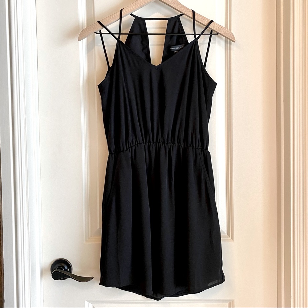Banana Republic Black Chiffon Mini Dress (0 Petite)